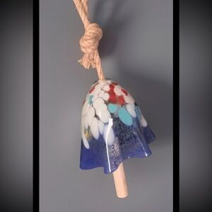 Extra Large Blown Glass Multicolor Sparkle Bell with Hook